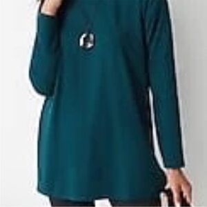 J. Jill Luxe Supima® High-Low Turtleneck Tunic Rich Teal, Size L